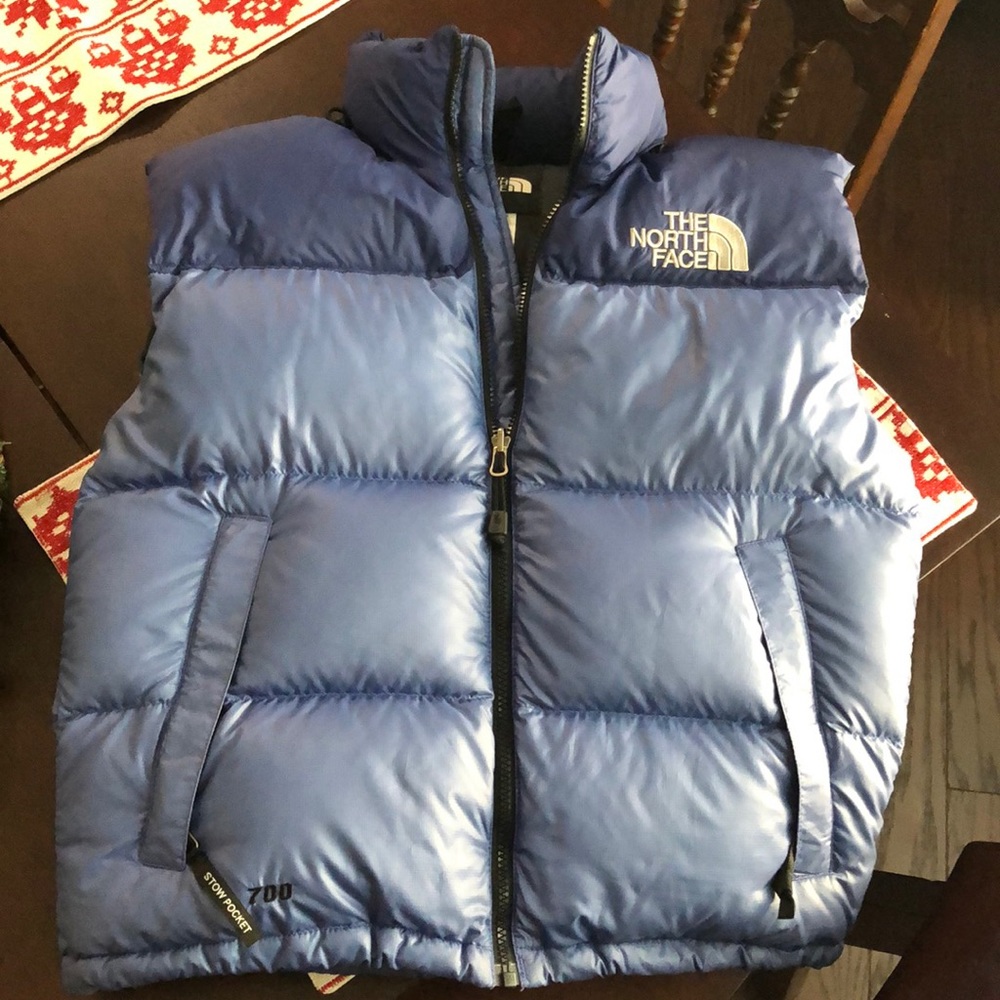 North Face  blue goose-down vest 700 SZ SM